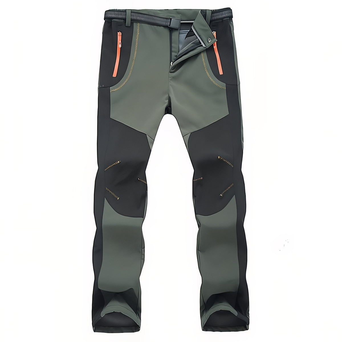 Men's Water-Repellent Hiking Pants - Dark Green and Black