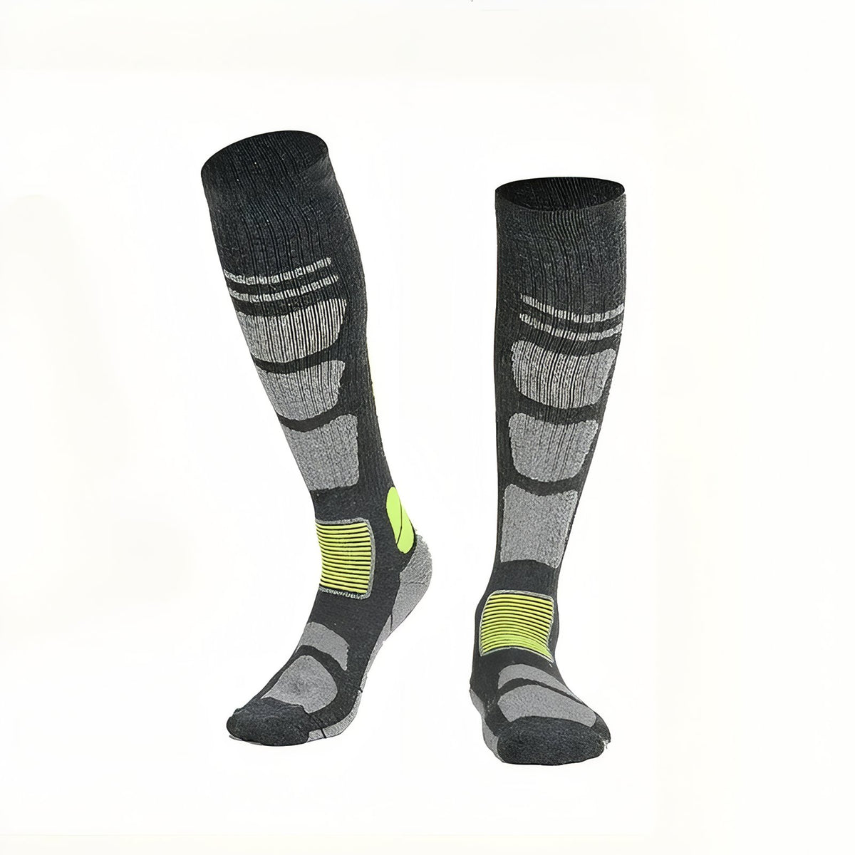 Chaussettes Randonnée Mérinos - Gris et Vert Fluo - Taille Unique