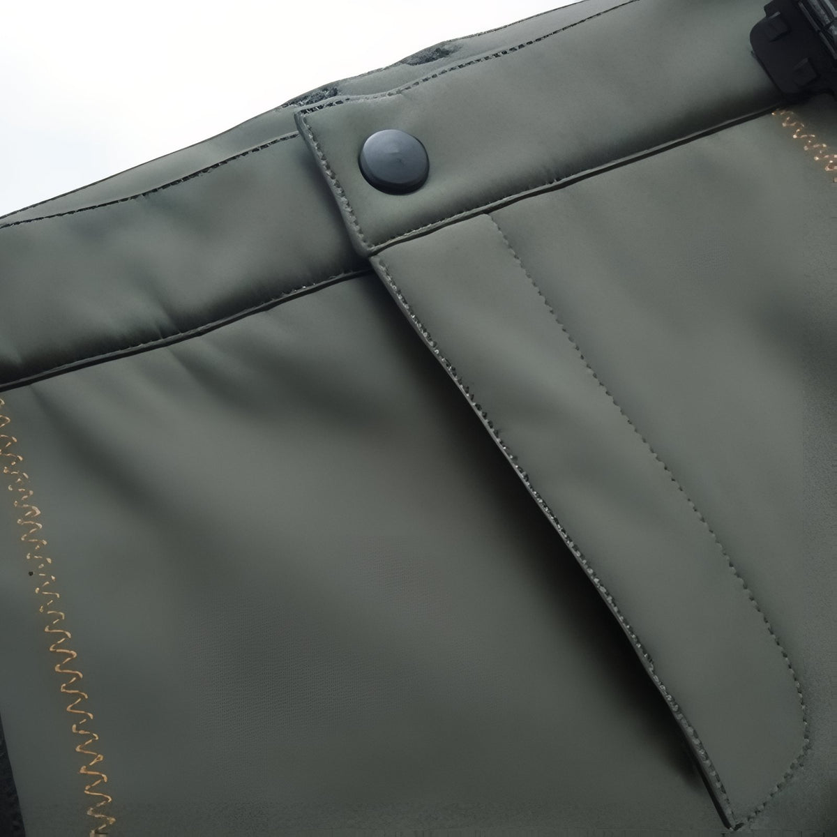 Men's Water-Repellent Hiking Pants close-up zipper - Dark Green and Black - Dark Gray and Orange - Black and Orange