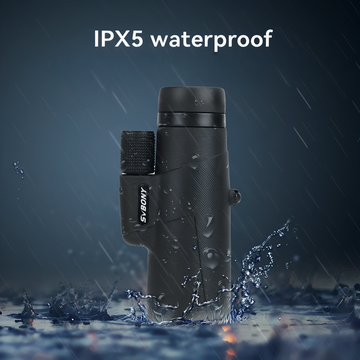 Hiking Monocular in use in the rain - 8X42 - 10X42