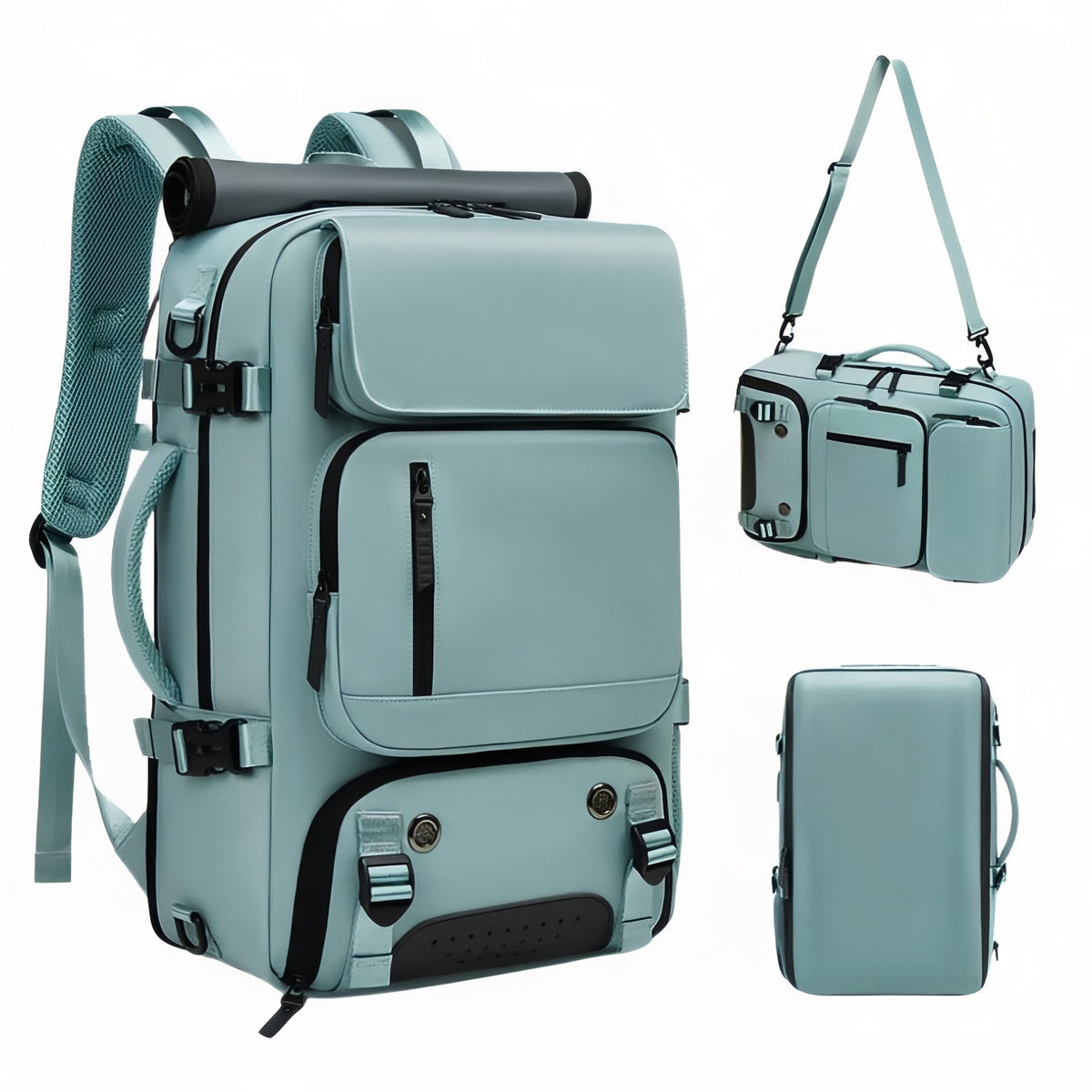Practical Multi-Compartment Travel Bag multiple angle view - Pink - Turquoise - Gray - Dark Gray - Army Green - Pastel Green - Teal - Black - Lavender