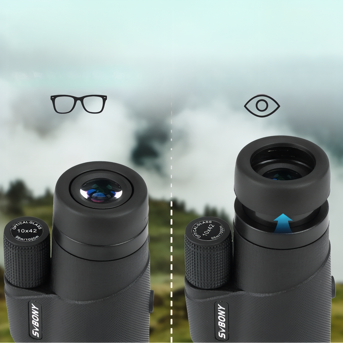 Hiking monocular close-up adjustable eyepiece - 8X42 - 10X42