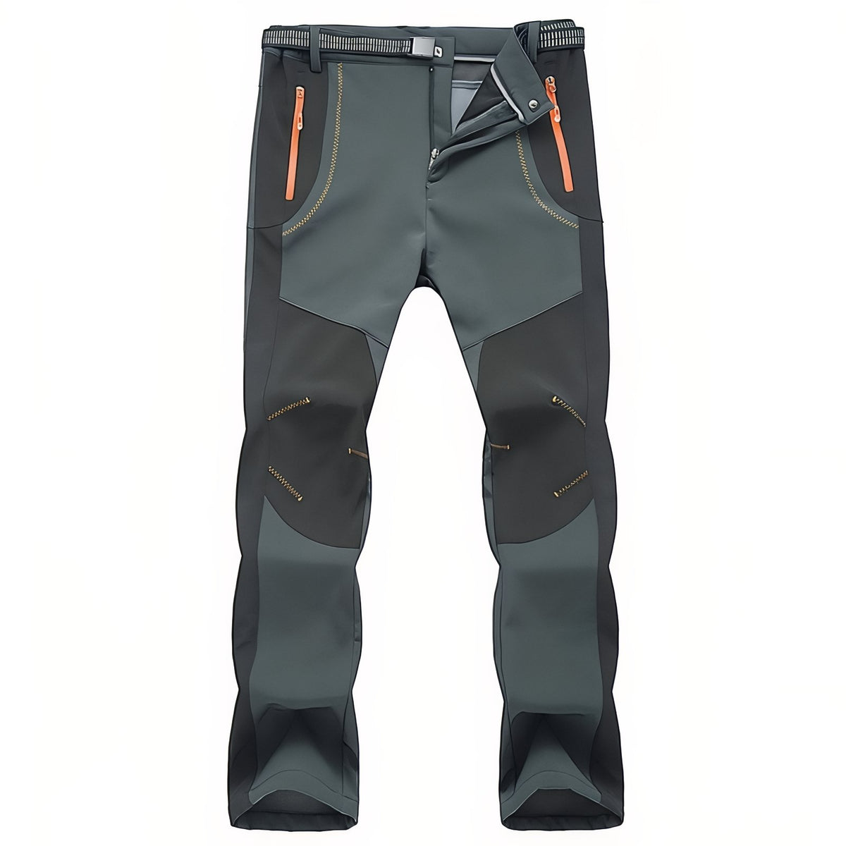 Men's Water-Repellent Hiking Pants - Dark Grey and Orange
