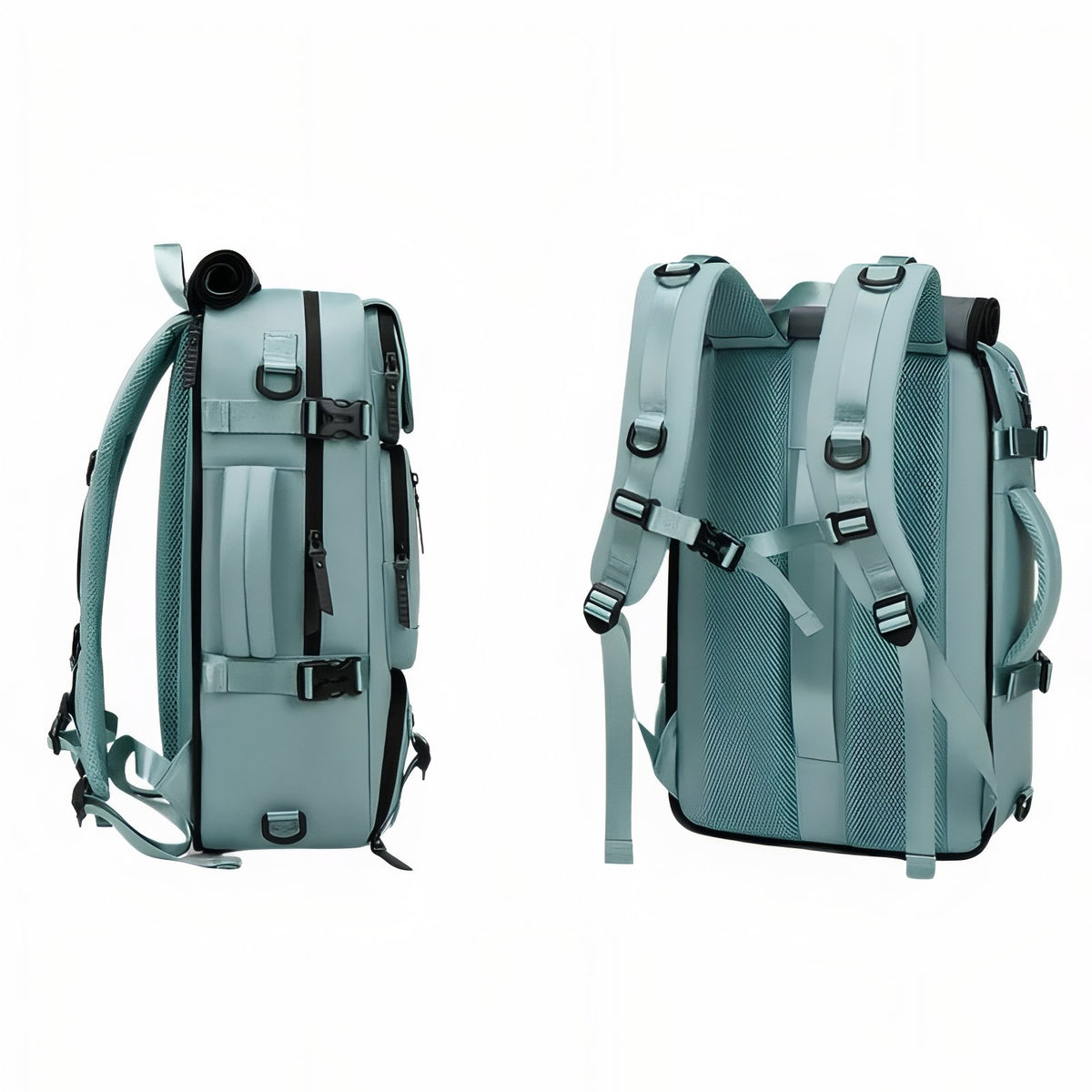Practical Multi-Compartment Travel Bag side and back view - Pink - Turquoise - Gray - Dark Gray - Army Green - Pastel Green - Teal - Black - Lavender