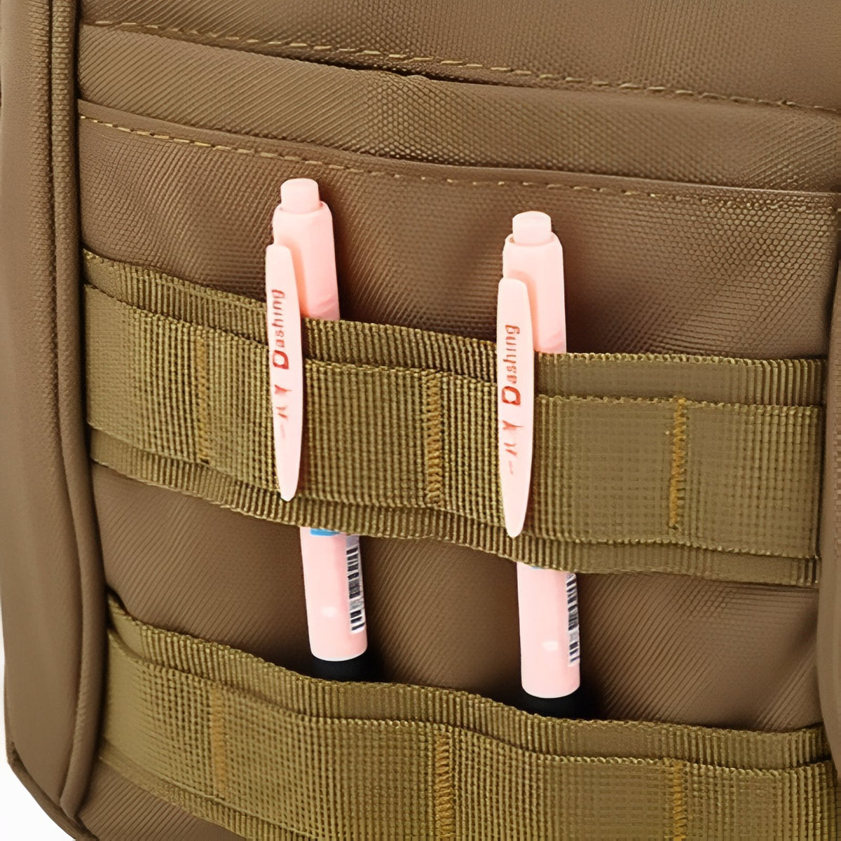 Hiking Shoulder Bag close-up compartment - Dark Brown - Olive Green - Matte Black