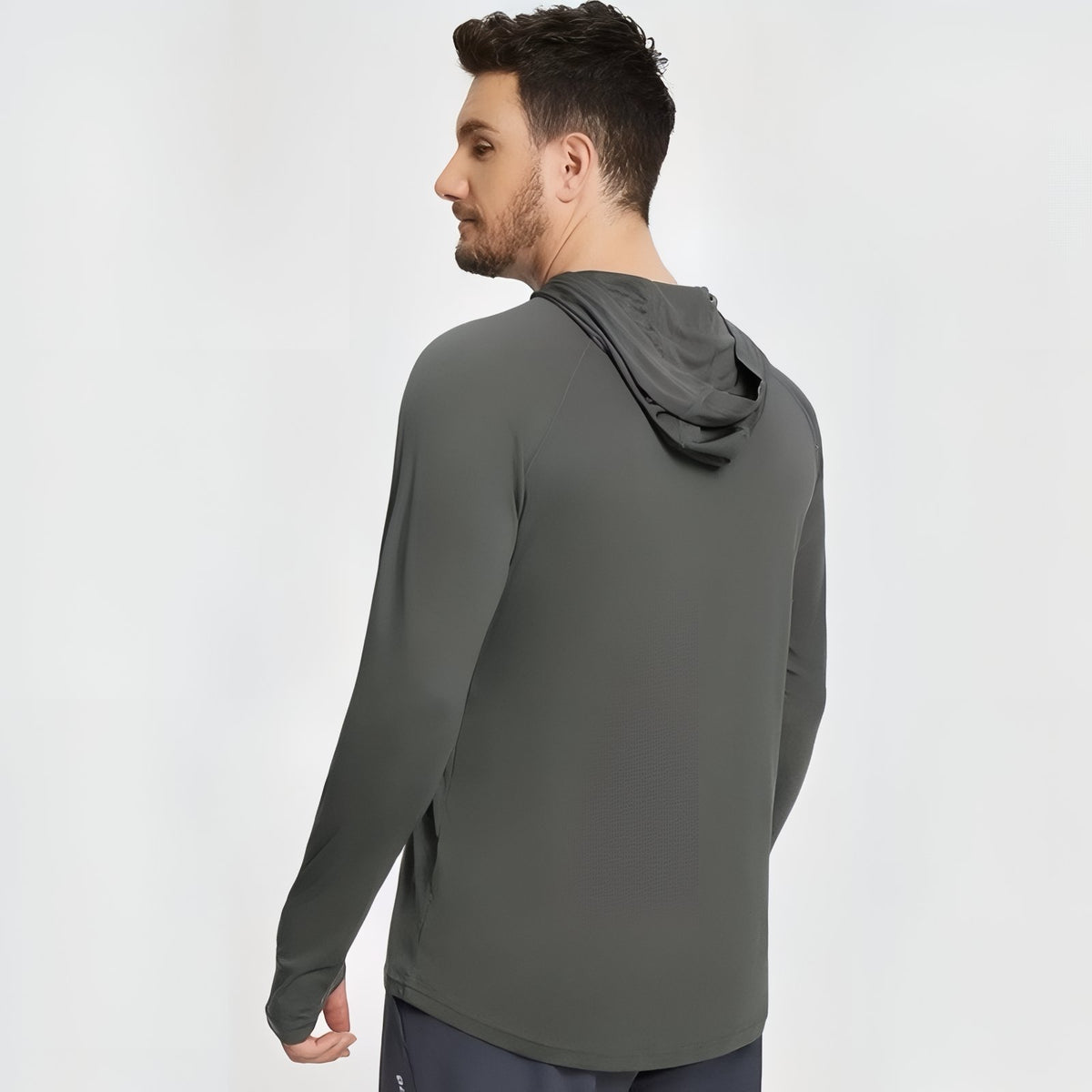 T-Shirt Anti-UV Homme Randonnée UPF50+ portée de dos - Blanc Pur - Bleu Ciel - Gris Foncé - Jaune Soleil - Orange Fluo - Turquoise Clair - Bleu Marine