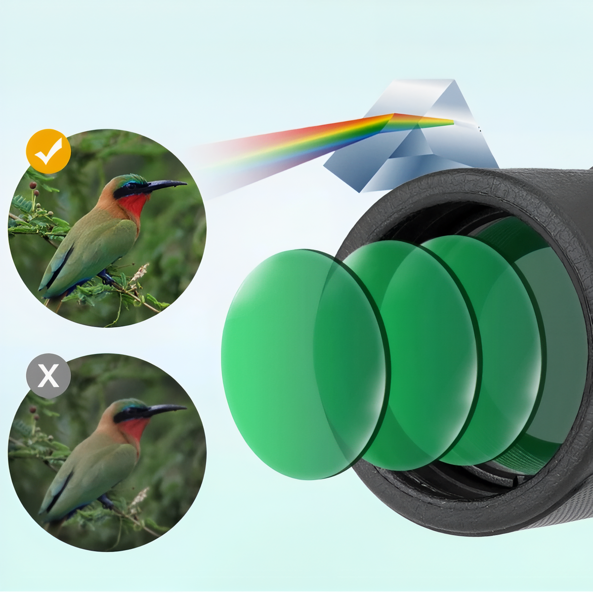 Hiking Monocular optical lens details - 8X42 - 10X42