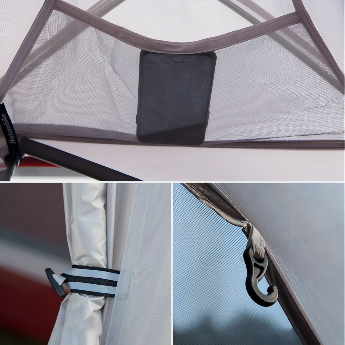 Tente 1 Personne Randonnée gros plan fermeture zippée - Beige et Rouge - Vert Pomme - Vert Foncé