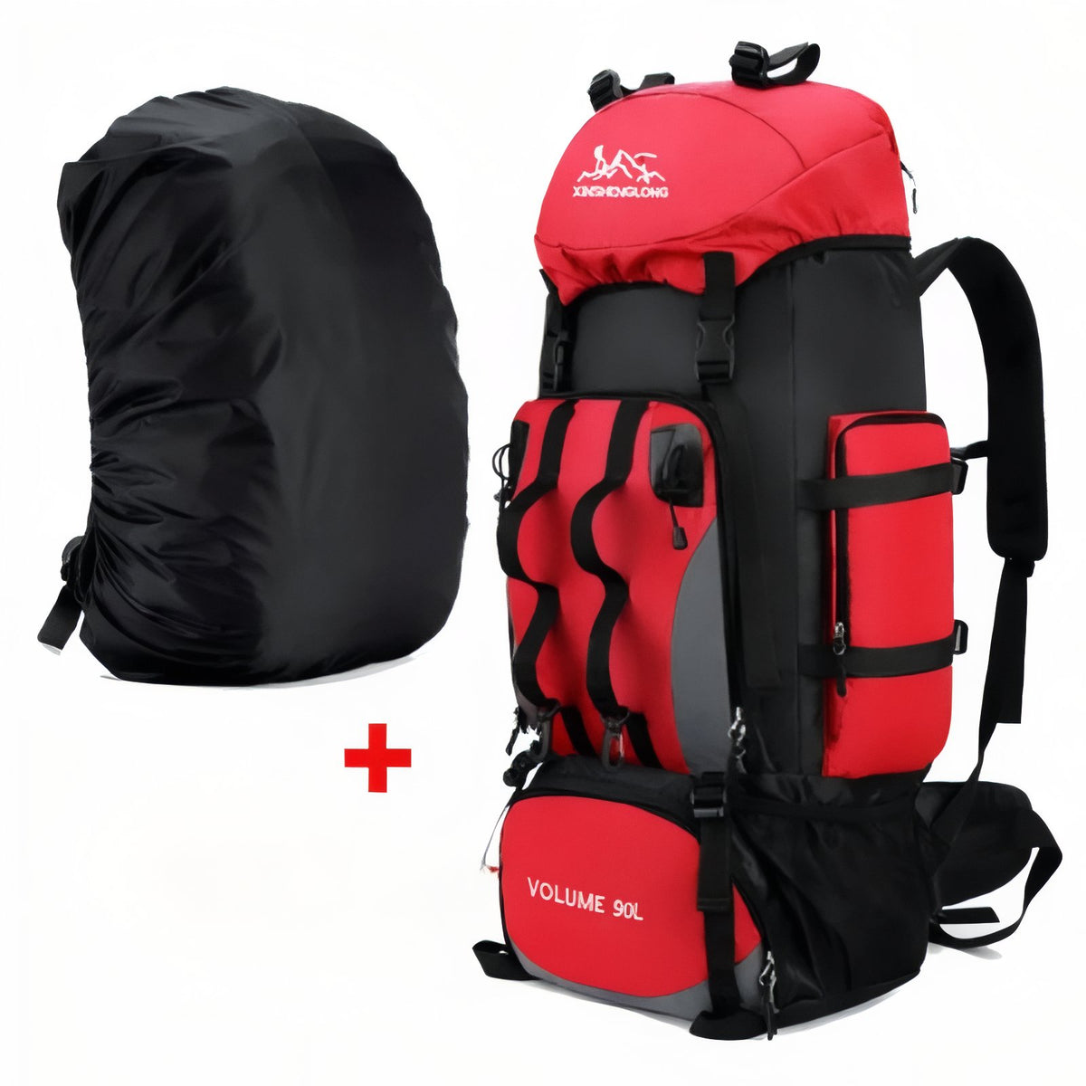 Trekking Backpack - Red - With Rain Cover
