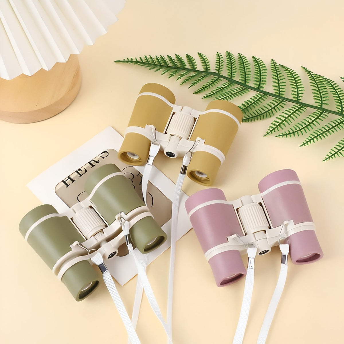 Jumelles Randonnée Enfant trois articles visibles - Rose Pâle - Vert Olive - Jaune Moutarde - Beige