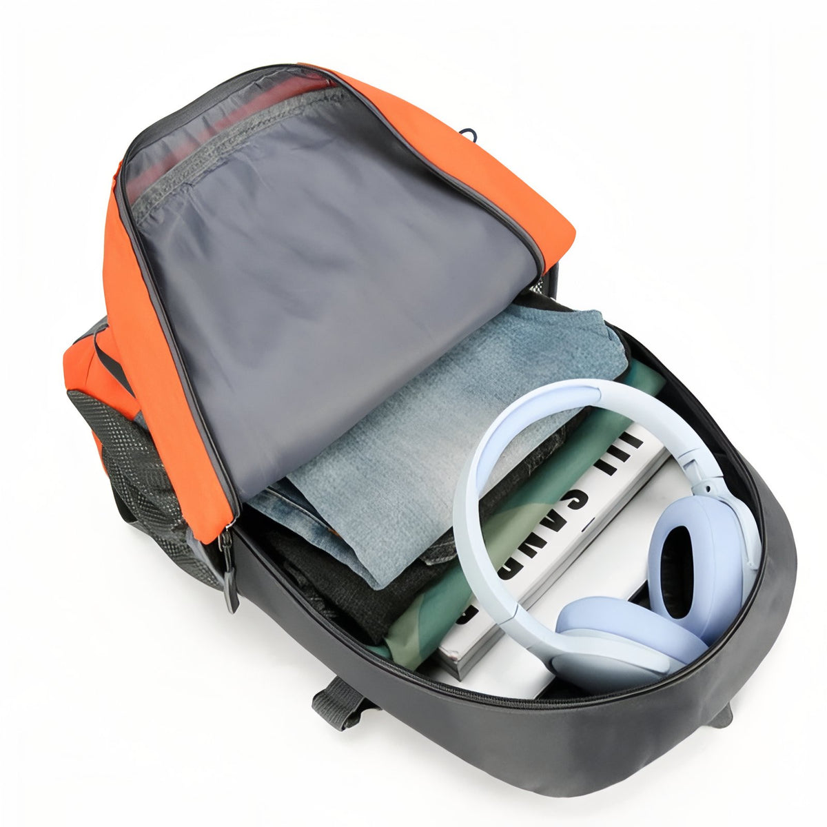 Sac à Dos Léger Pour Randonnée 30L compartiment ouvert - Orange et Gris - Vert Foncé et Gris - Gris Foncé et Bleu Marine - Bleu et Gris - Rouge et Gris - Noir Charbon