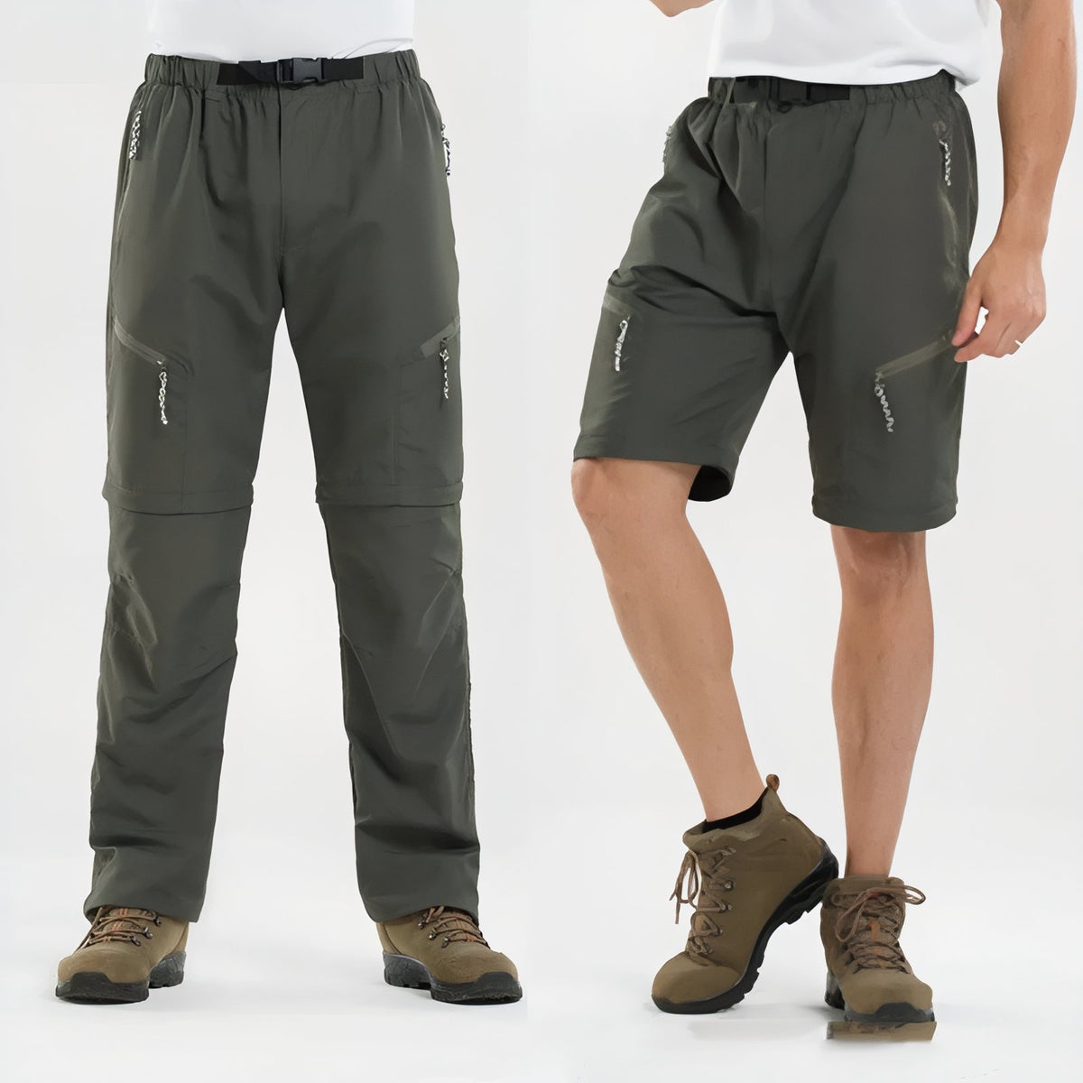 Convertible Hiking Pants and Shorts - Black - Olive Green - Dark Gray