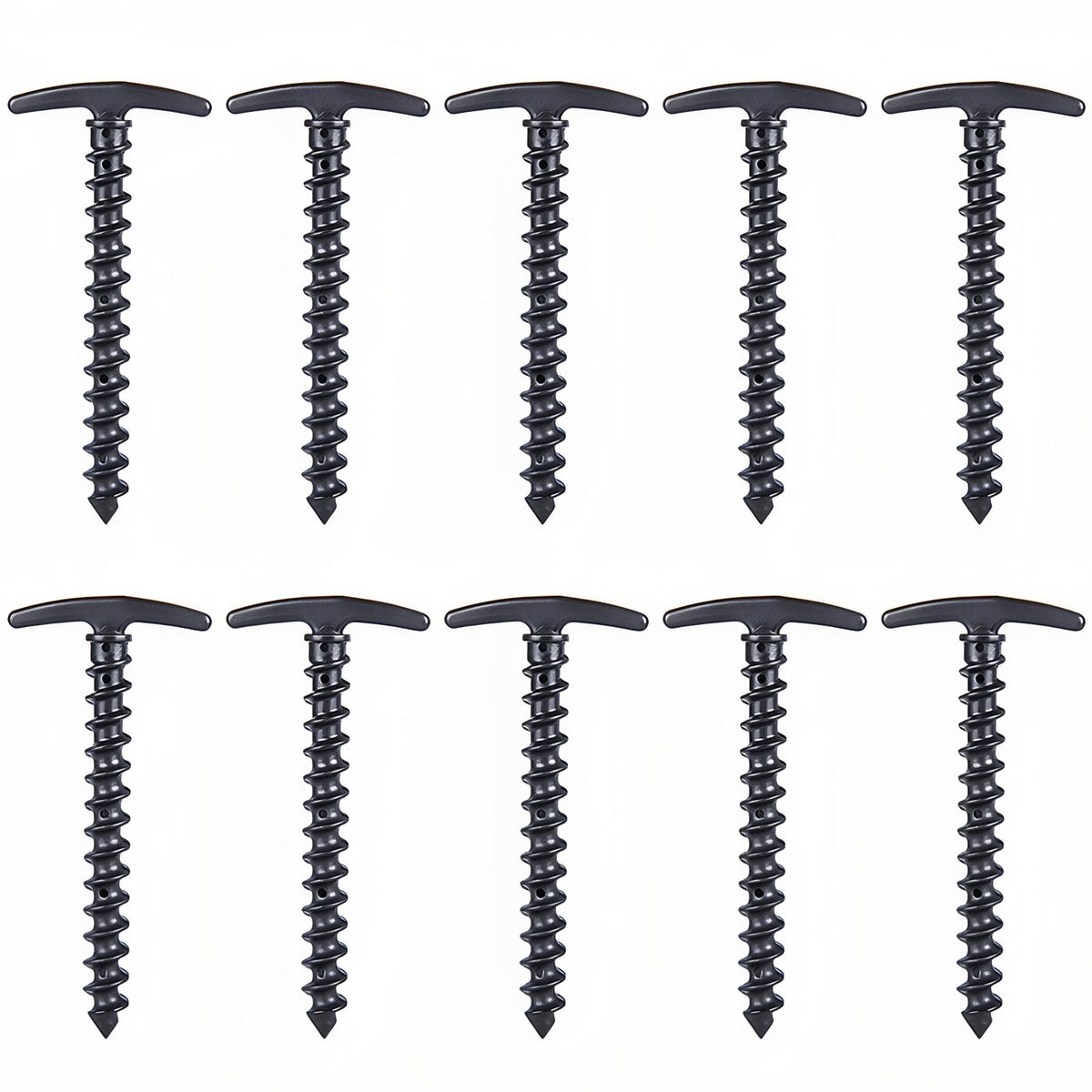 Piquet De Tente À Visser 10Pcs - Noir Mat