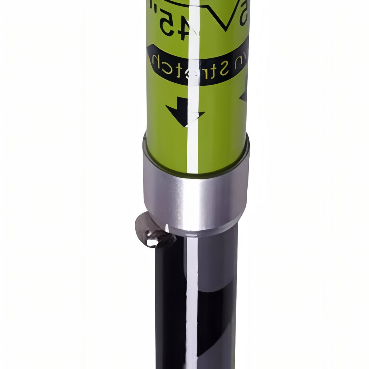 Bâton De Marche Carbone Pliable gros plan partie supérieure - Rouge et Vert Fluo - Noir
