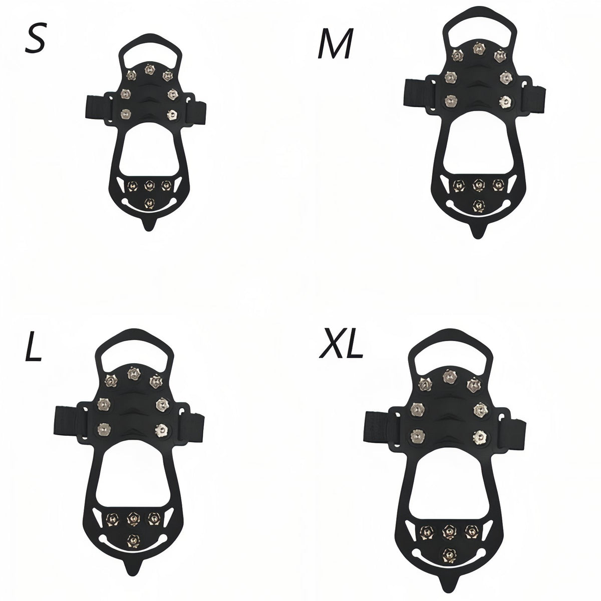 Anti-Slip Hiking Crampons 11 Teeth four aligned sizes - 31-36 - 36-39 - 39-46 - 46-48
