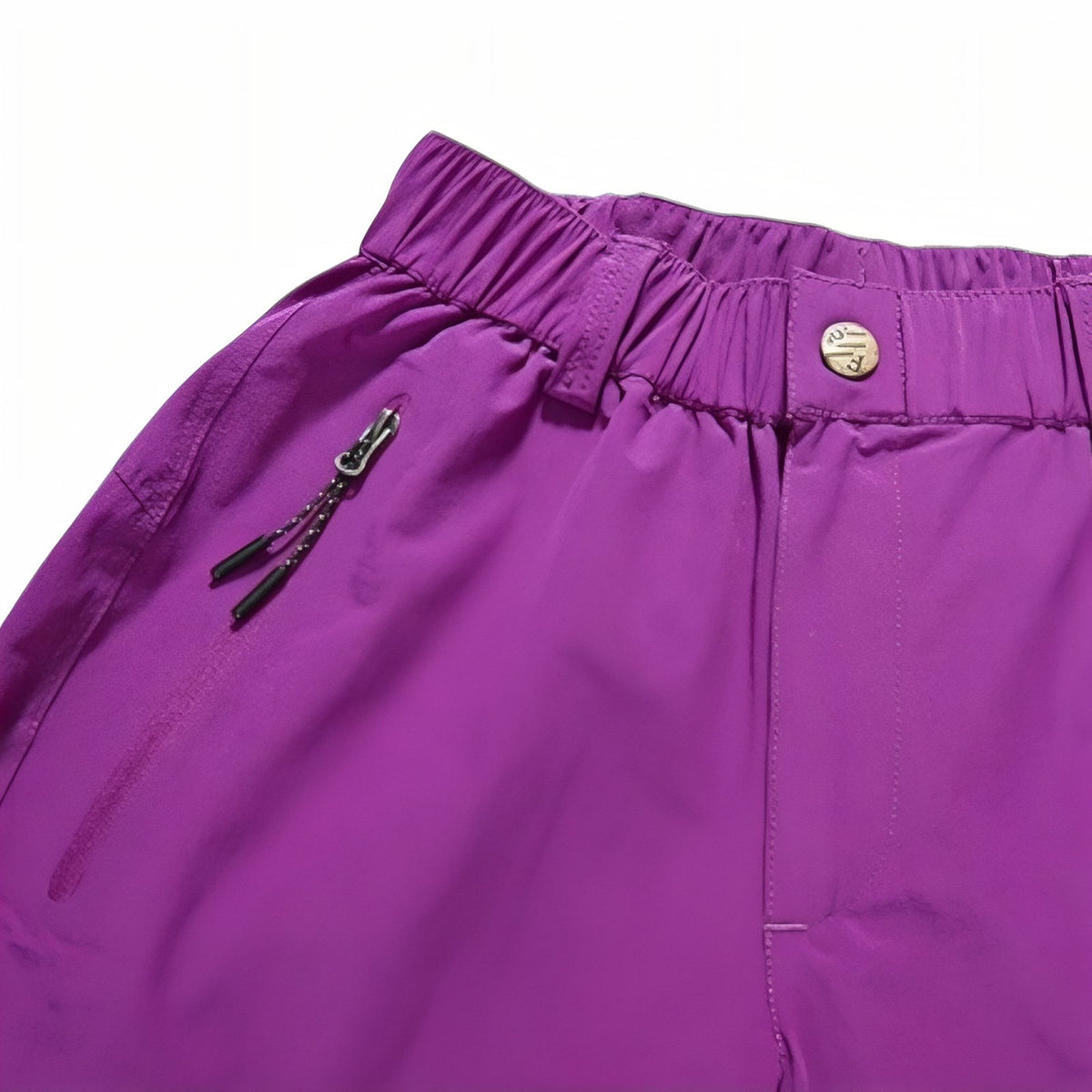 Women's Summer Hiking Pants close-up zip closure - Purple - Black - Dark Gray