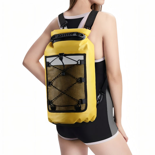 Waterproof Hiking Bag worn on the back - Yellow - Green - Black