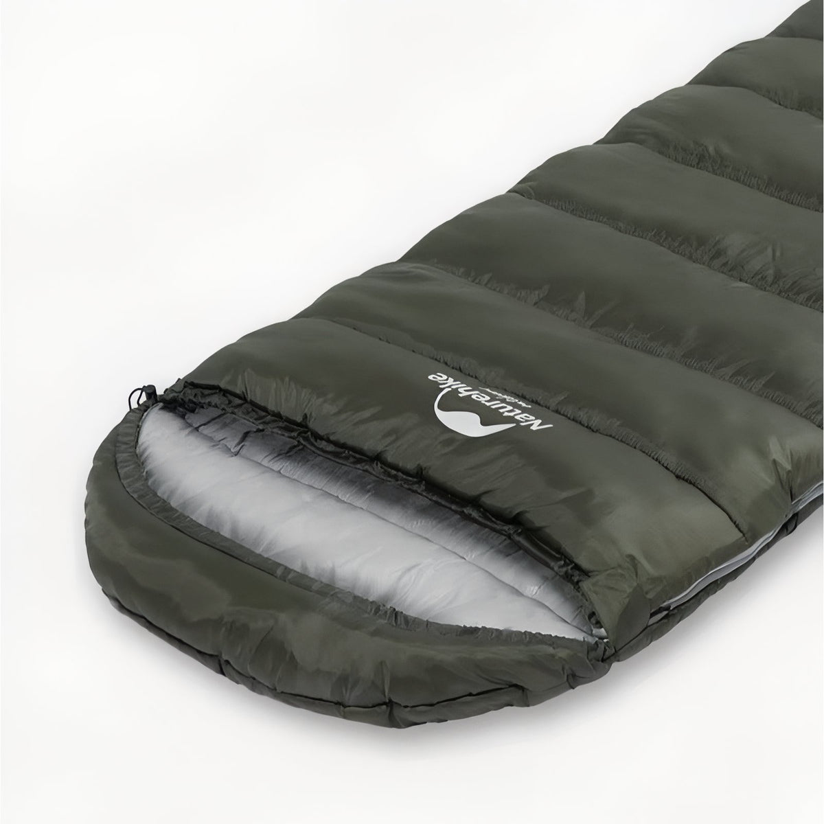 3-Season Lightweight Sleeping Bag close-up opening - Brown and Beige - Olive Green