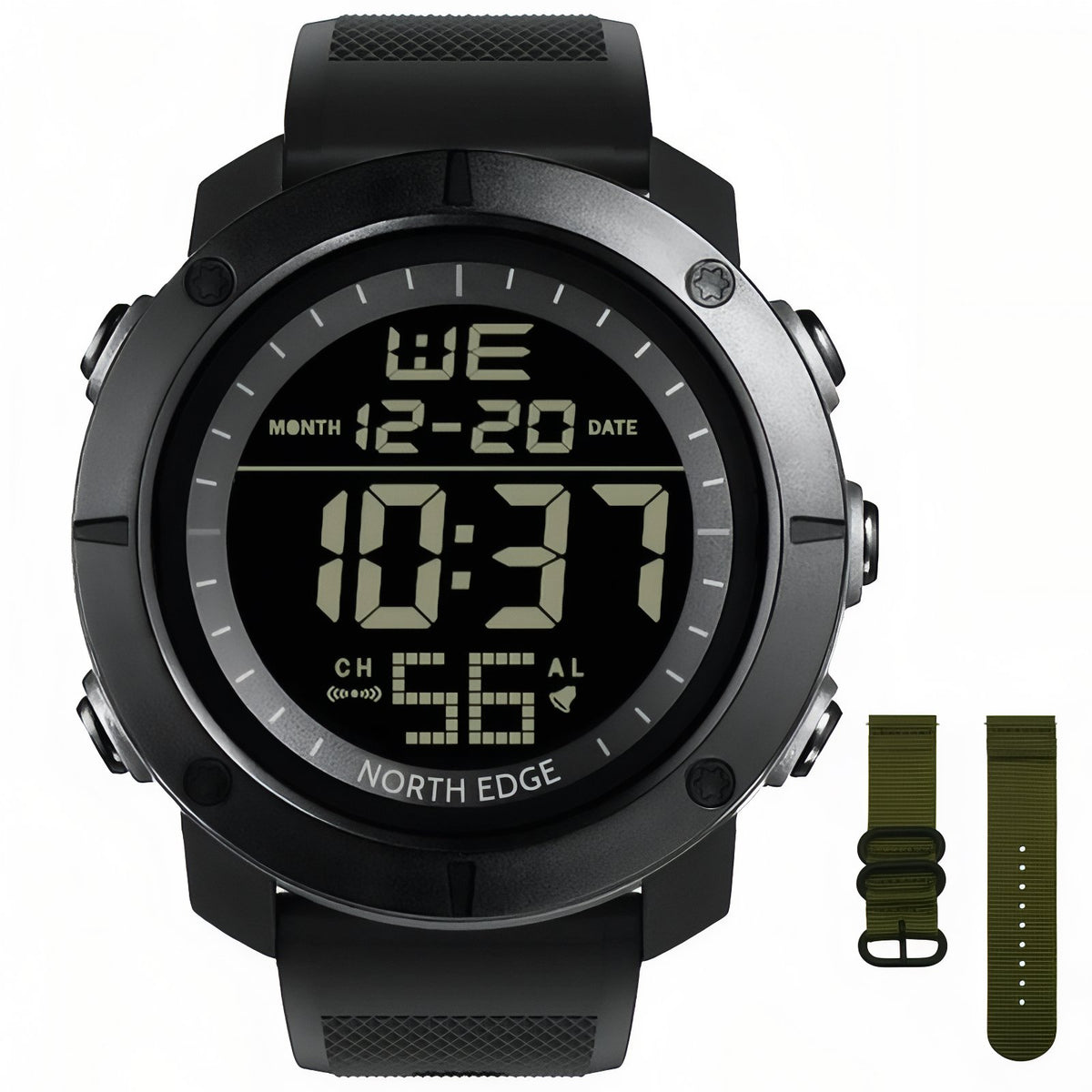 Men's Hiking Watch - Black and Olive Green