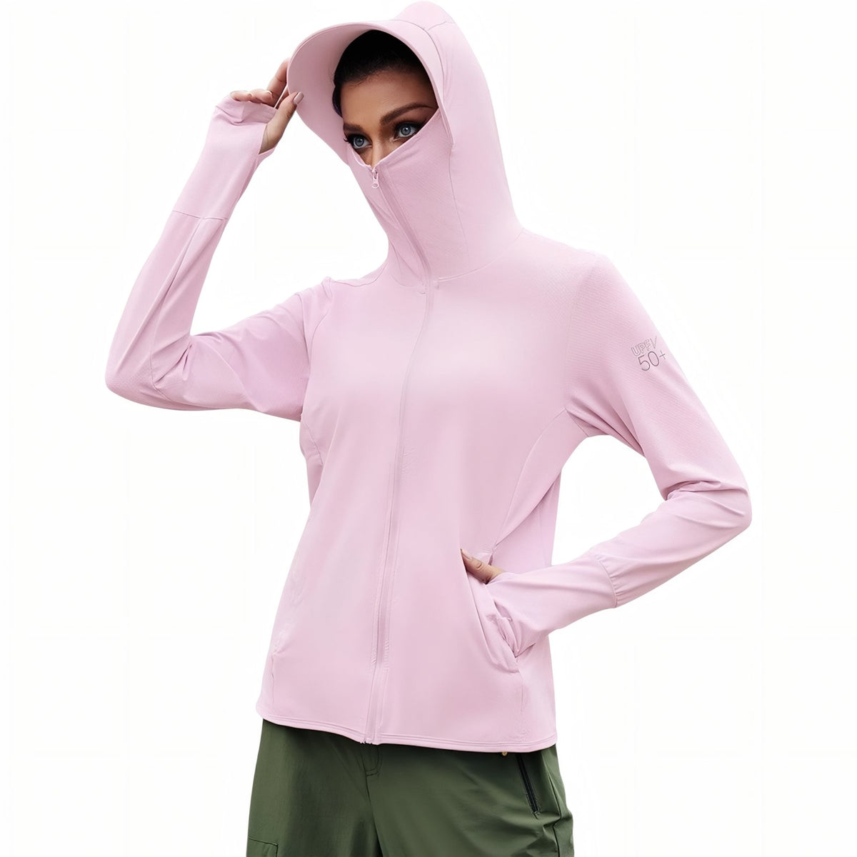 Veste Capuche Légère Randonnée Femme UPF 50+ - Rose
