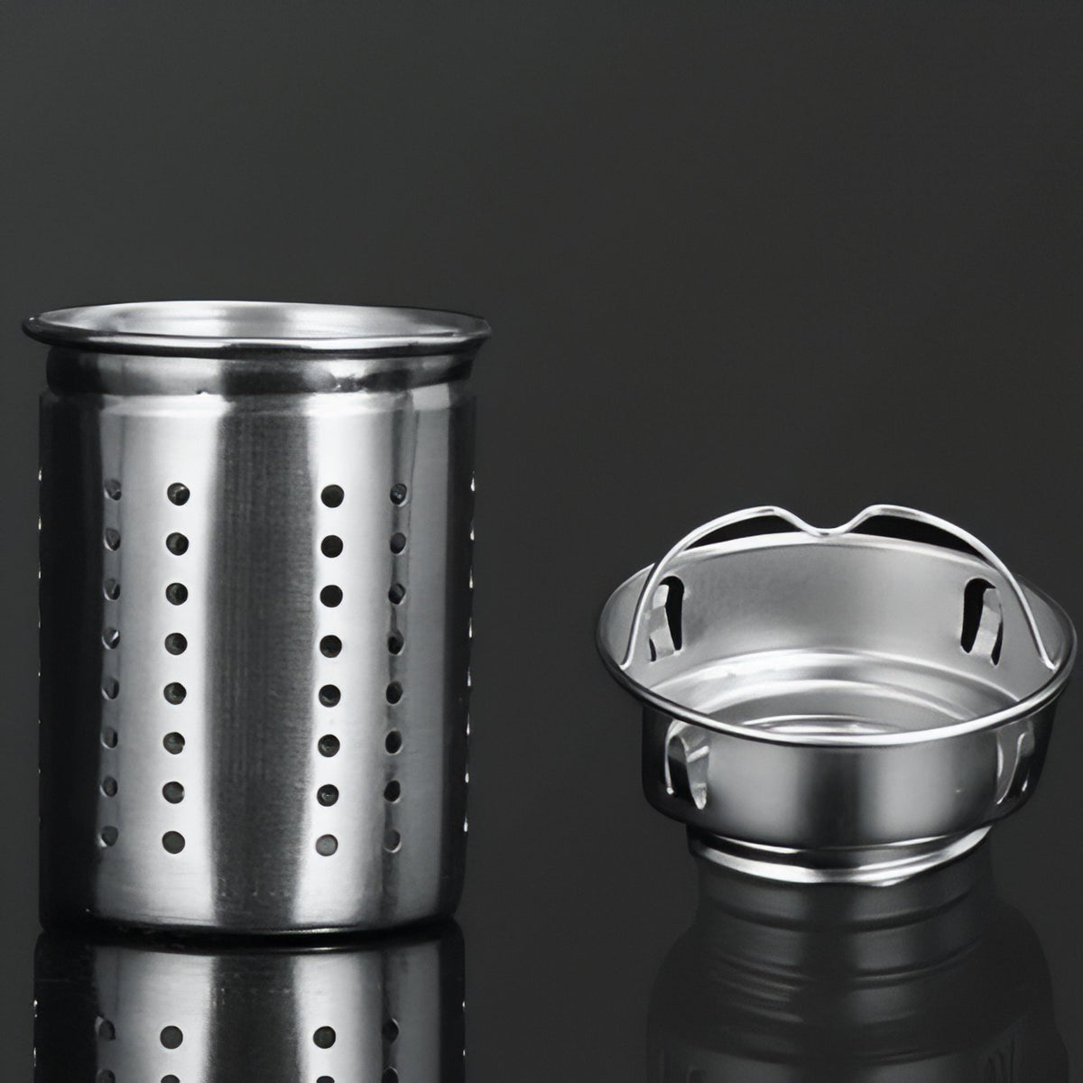Gourde Inox 1 Litre deux pièces en inox - Inox - Noir Mat