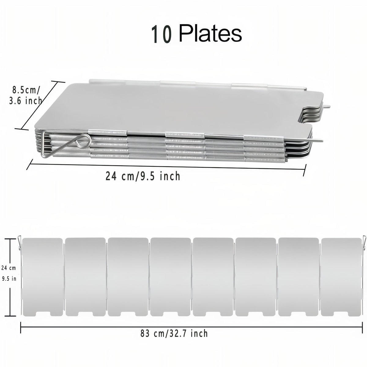 Pare-Vent Pour Réchaud guide des dimensions - 9 plates - 10 plates - 12 plates