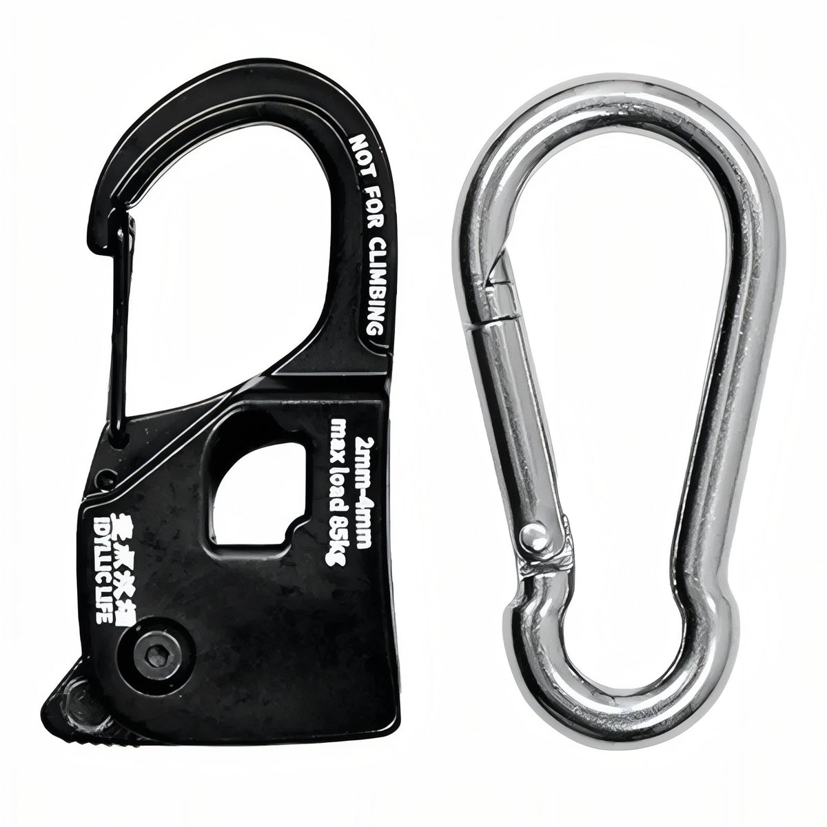Tent Rope Tensioner close-up carabiner - Ebony Black