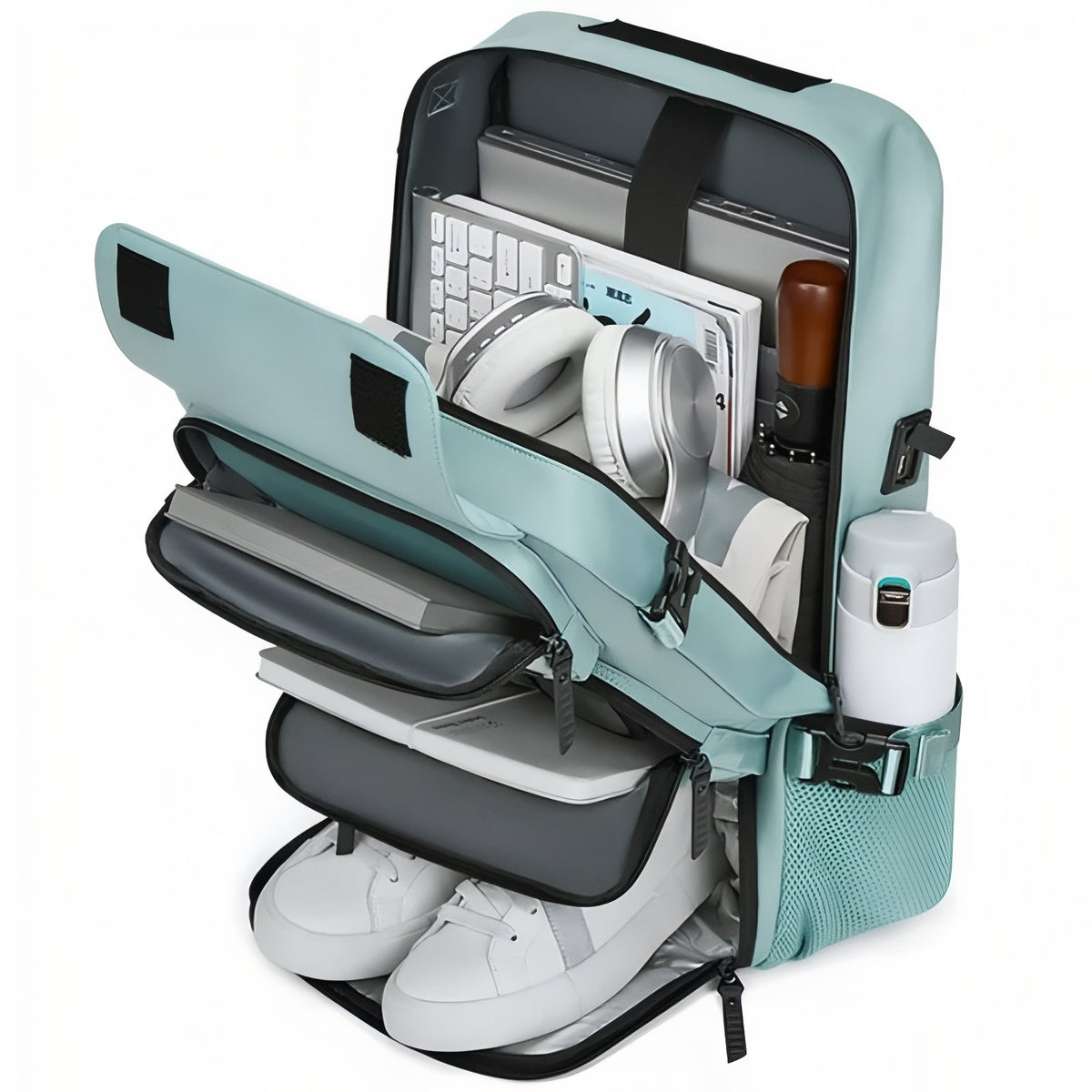 Practical Multi-Compartment Travel Bag open compartment - Pink - Turquoise - Gray - Dark Gray - Army Green - Pastel Green - Teal - Black - Lavender
