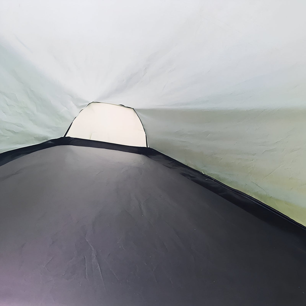 1-Person Hiking Tent interior view - Dark Green - Yellow and Black
