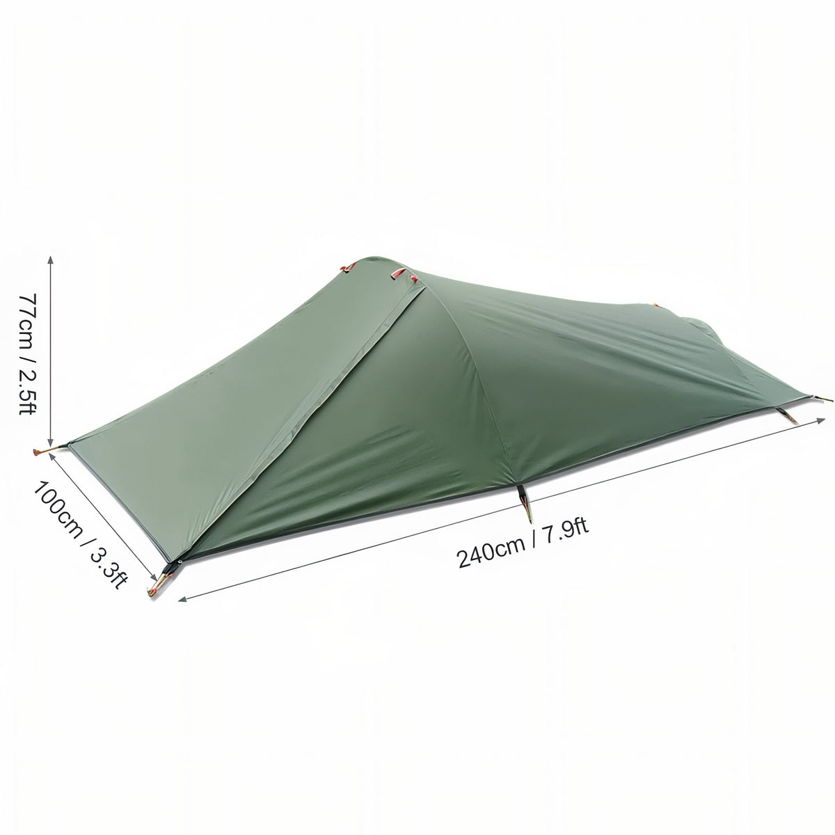 Lightweight Bivouac Tent 1 Person size guide - Olive Green - Sand Beige - Groundsheet