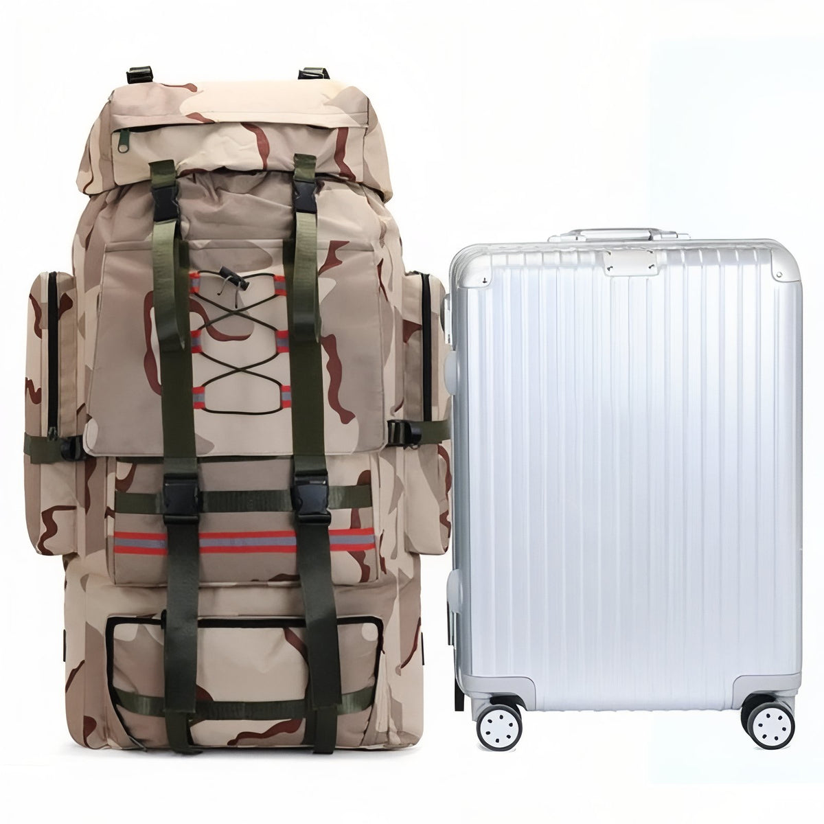 Trek Bag 130L bag carried with suitcase - Khaki - Navy Blue - Camouflage Green - Olive Green - Black - Gray
