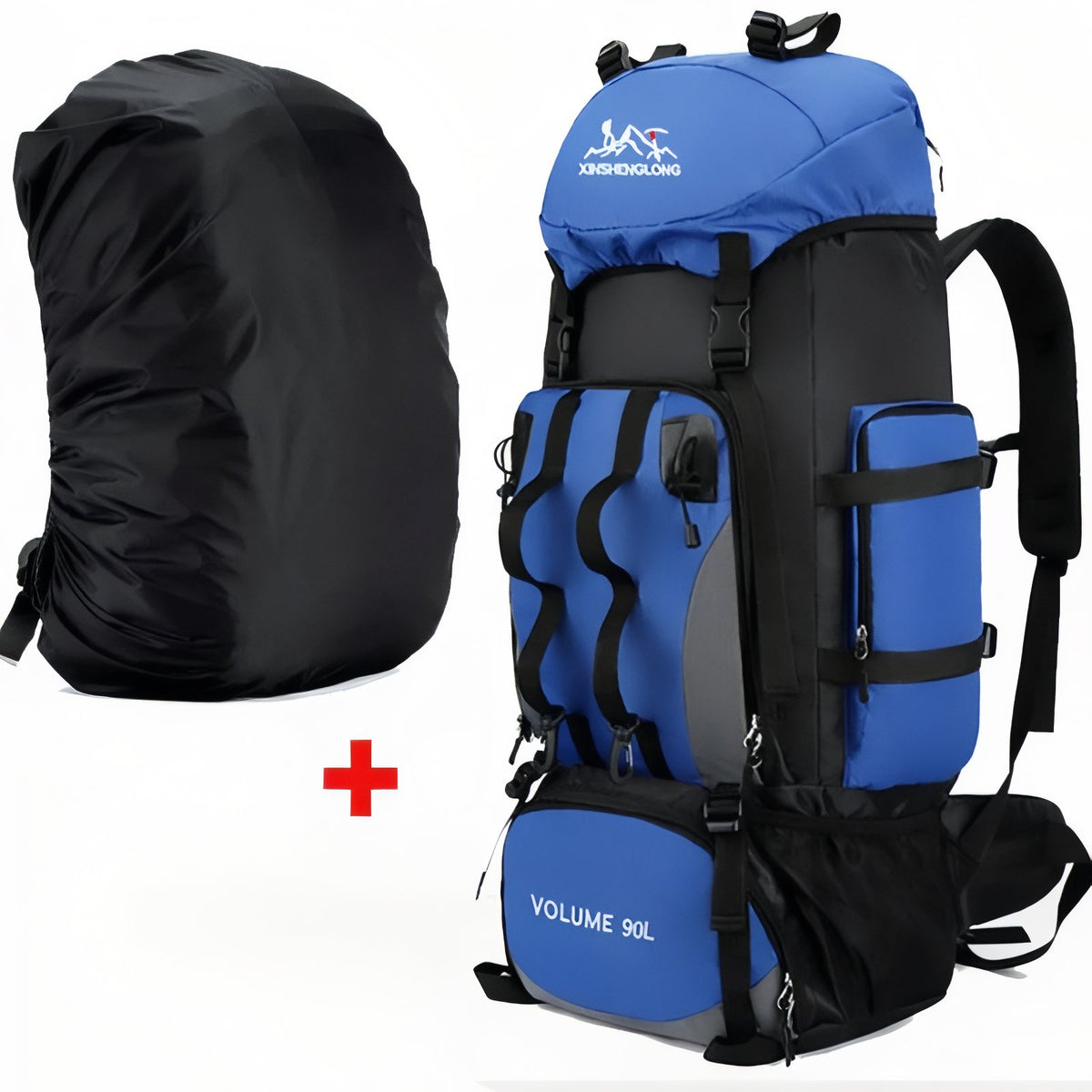 Trekking Backpack - Light Blue - With Rain Cover