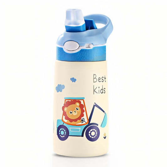 Lion Kids Water Bottle 400ML - Sky Blue and Cream - 400ML