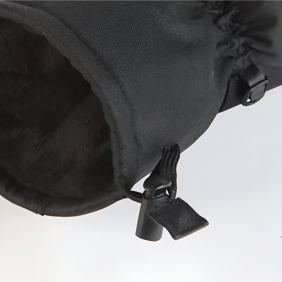 Close-up of Ski Touring Gloves strap detail - White and Black - Gray and Black - Ebony Black