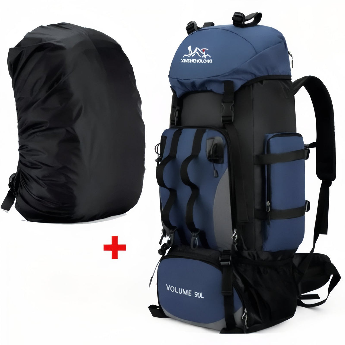 Trekking Backpack - Navy Blue - With Rain Cover