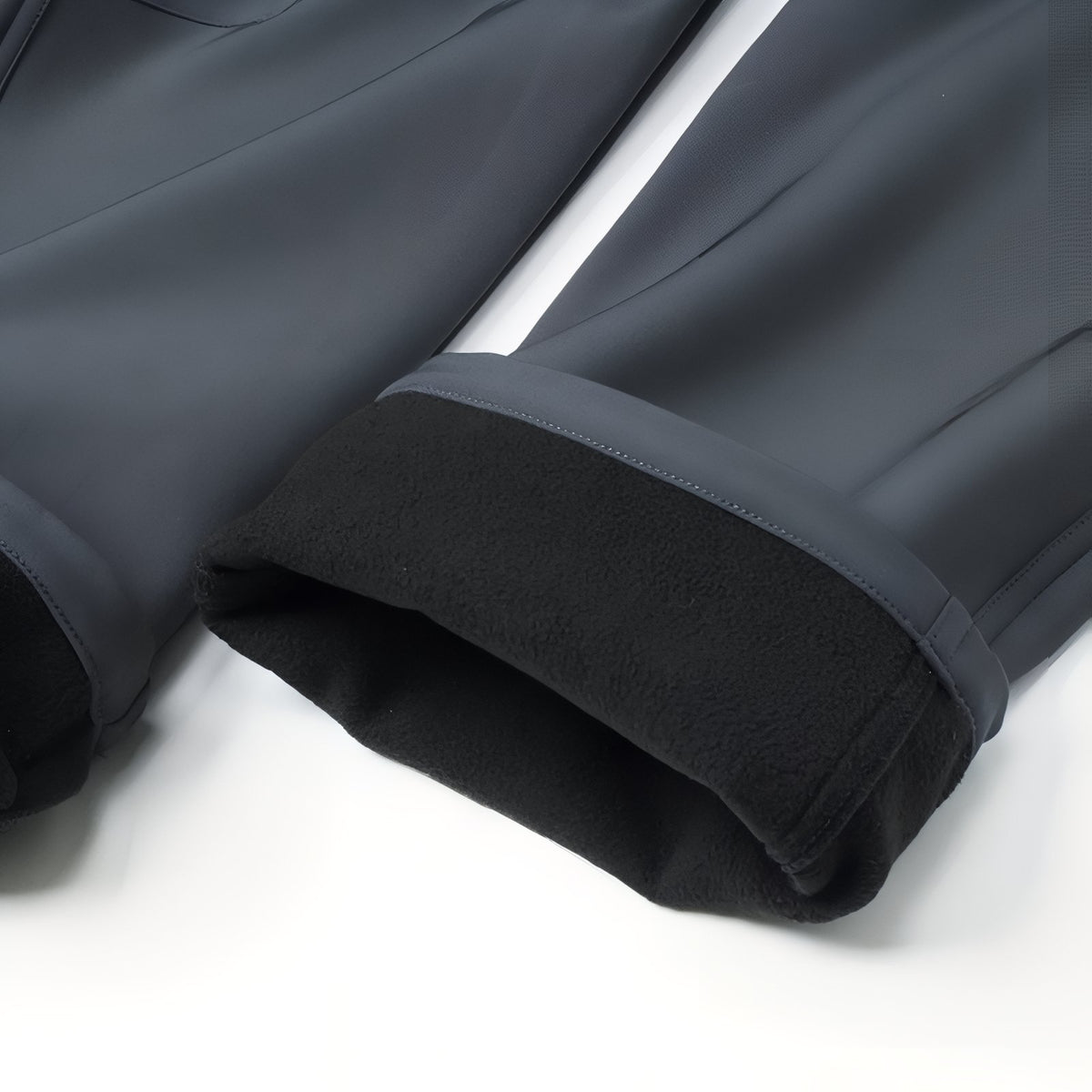 Men's Fleece-Lined Hiking Pants lining detail - Dark Green - Deep Black - Anthracite Gray