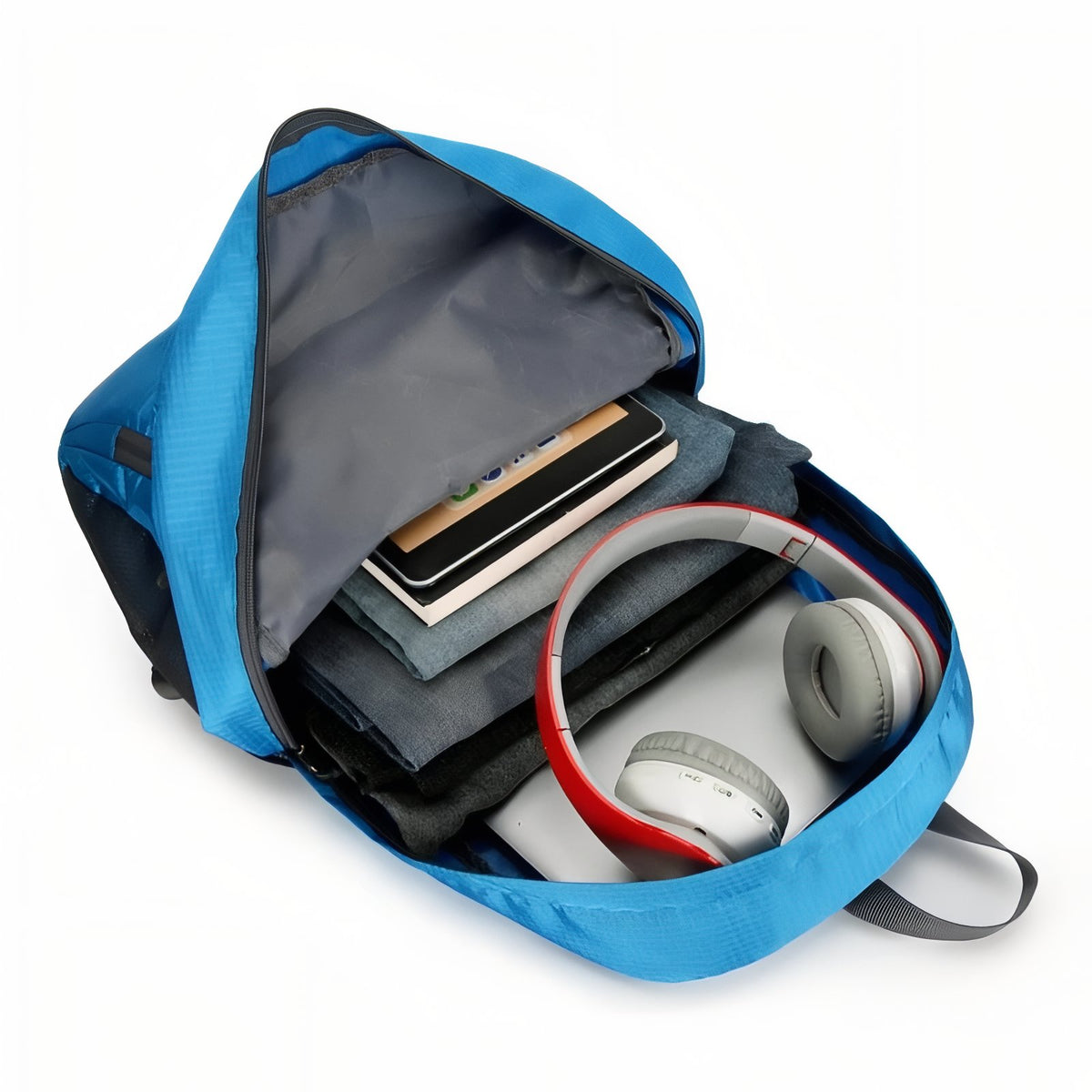 Lightweight Waterproof Backpack open compartment - Black - Pink - Blue - Navy Blue - Gray - Green - Purple - Red - Orange