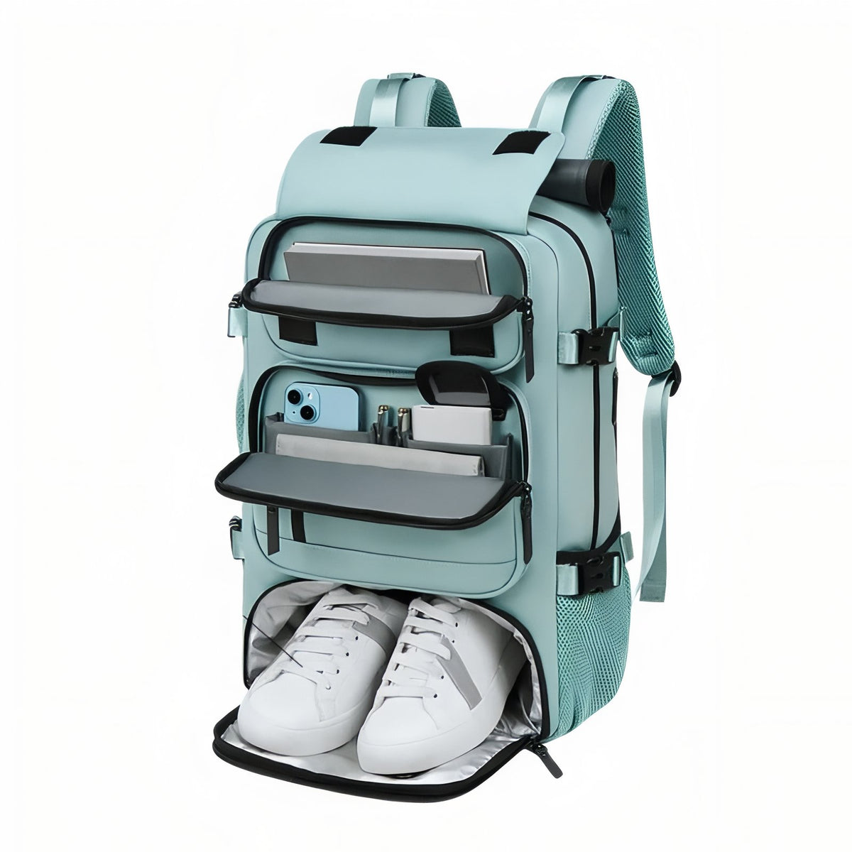 Practical Multi-Compartment Travel Bag open compartment - Pink - Turquoise - Gray - Dark Gray - Army Green - Pastel Green - Teal - Black - Lavender