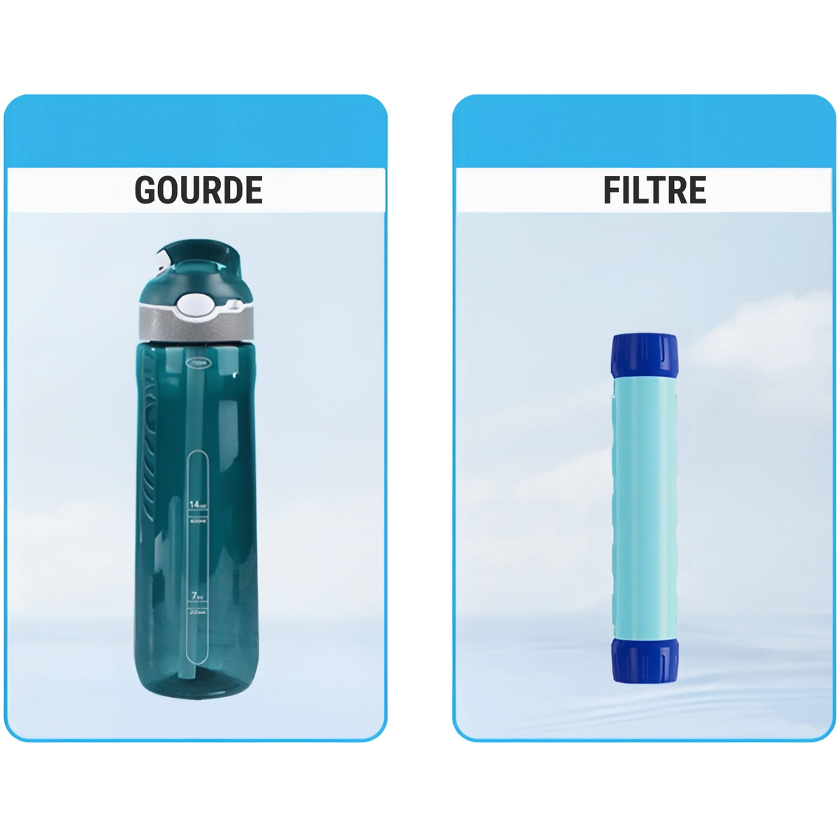 Hiking Filter Water Bottle close-up bottle - Green