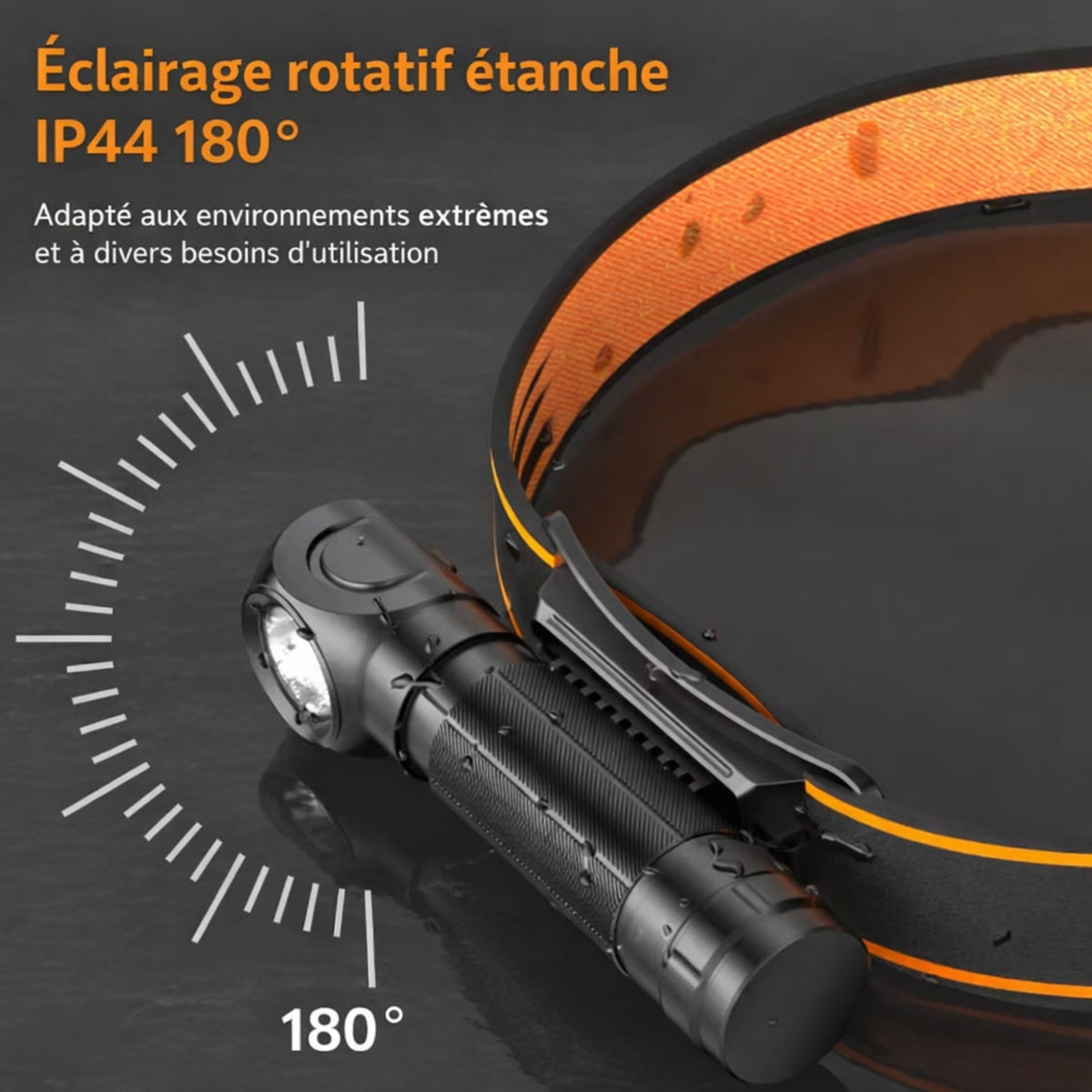 Headlamp close-up with rotating lighting - 2000mAh - 3400mAh