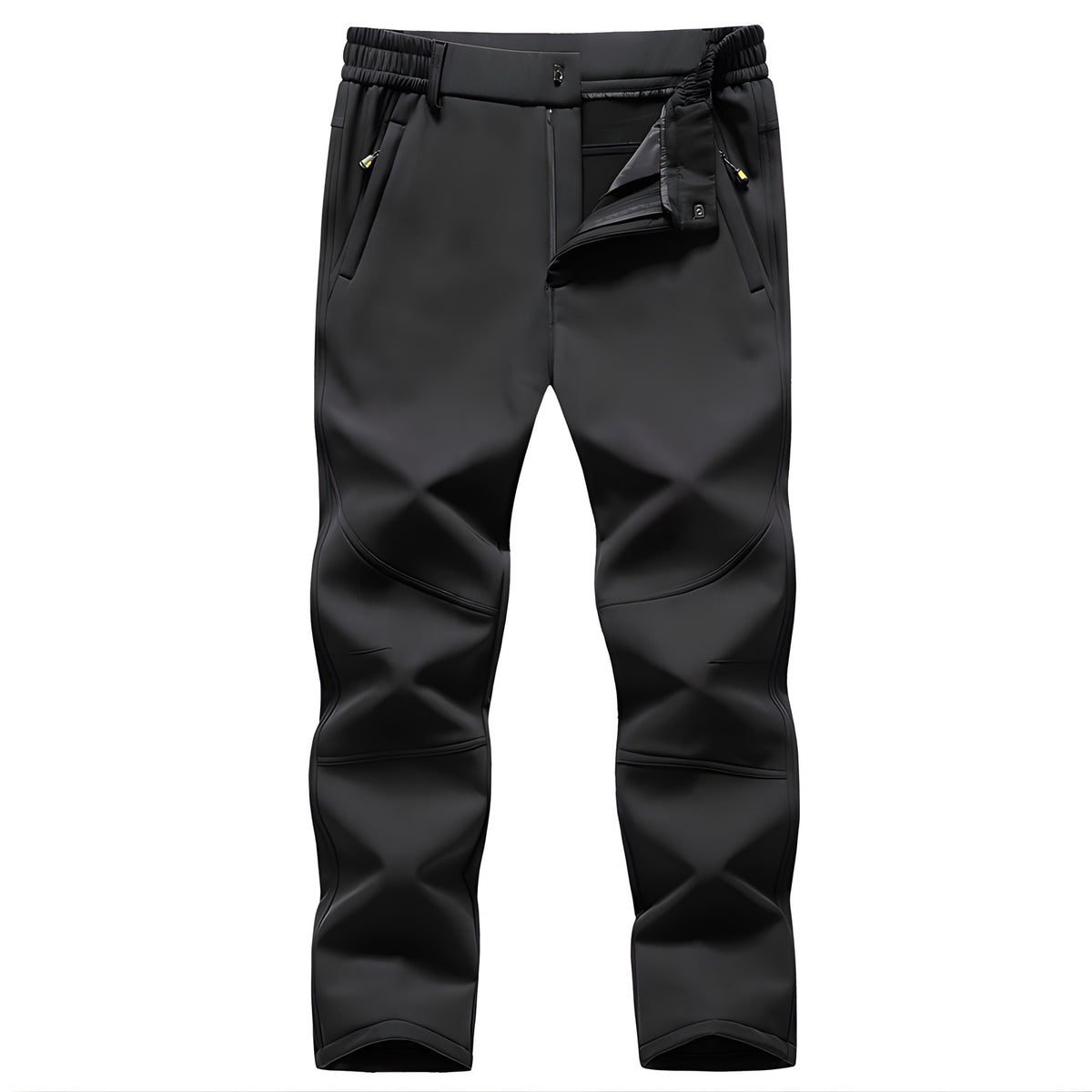 Men's Fleece Hiking Pants front view - Black