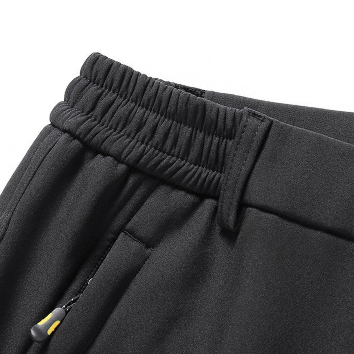 Men's Fleece Hiking Pants close-up elastic waistband - Black - Gray - Navy Blue