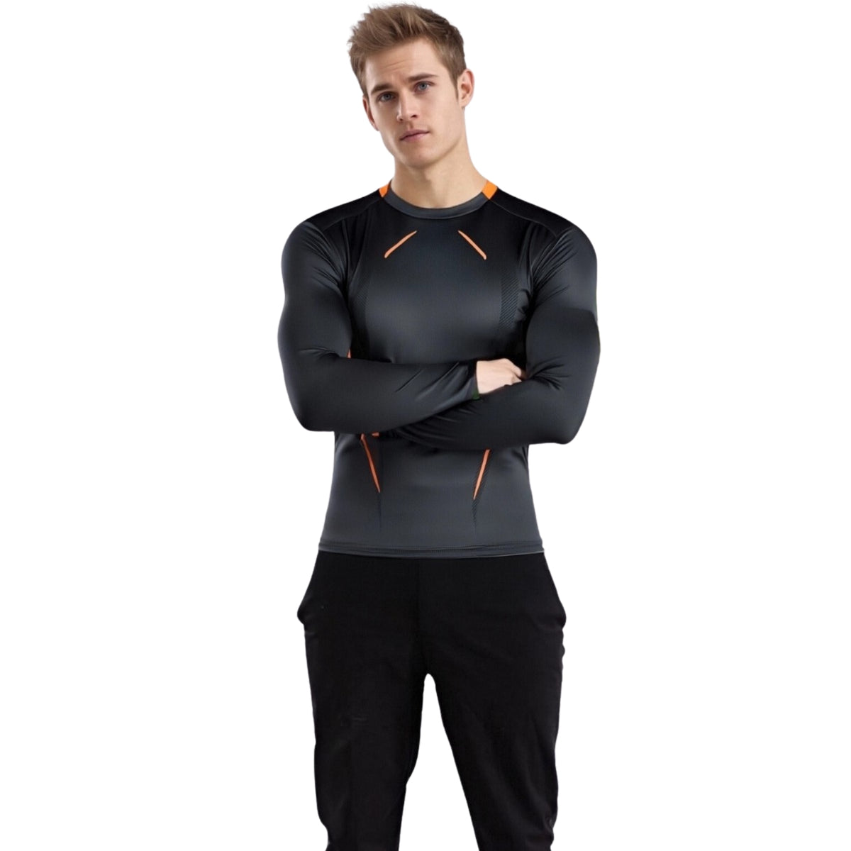 T-Shirt Manche Longue Randonnée Homme portée par un homme - Blanc - Noir - Gris Anthracite - Gris Clair - Bleu Marine - Rouge - Bleu - Vert Olive