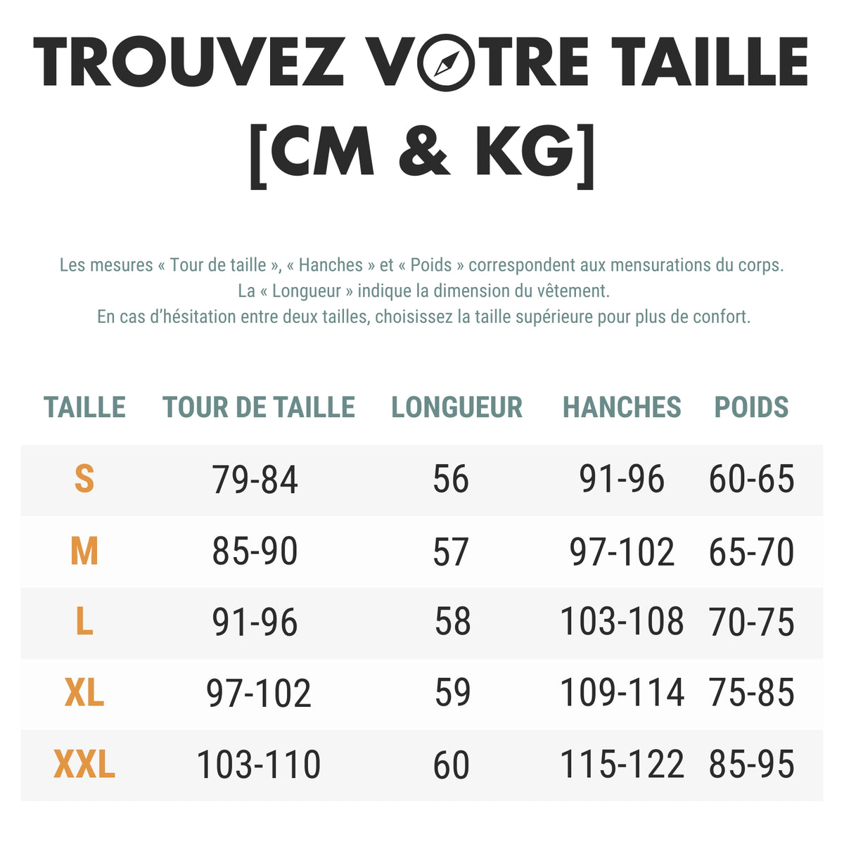 Bermuda À Zip de Randonnée guide des dimensions - Gris Foncé - Bleu Marine - Noir - Bleu Ciel - Vert - Bordeaux - Orange