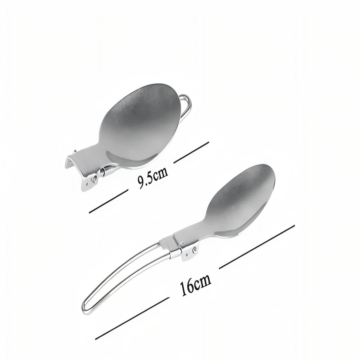 Couvert Pliant Camping guide des dimensions - Cuillère + Fourchette + Couteau