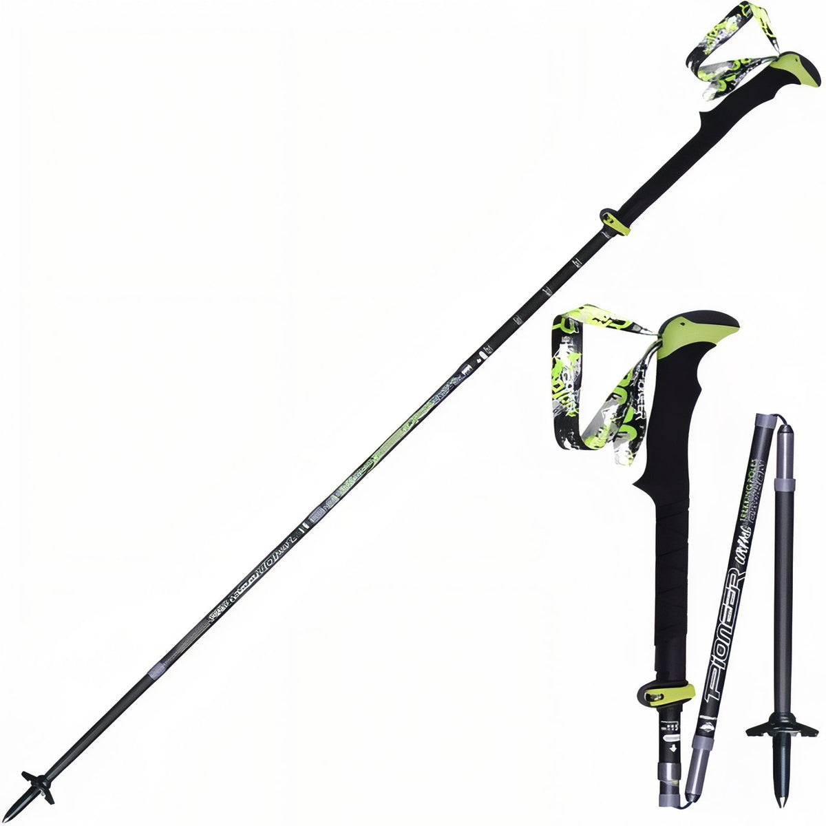 Bâton De Marche Carbone Pliable - Noir