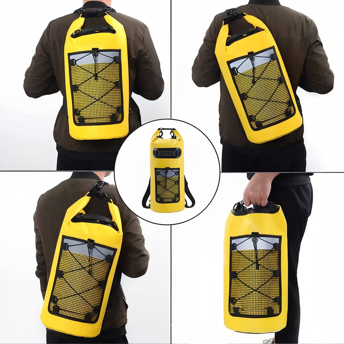 Waterproof Hiking Bag carried on the shoulder - Yellow - Green - Black