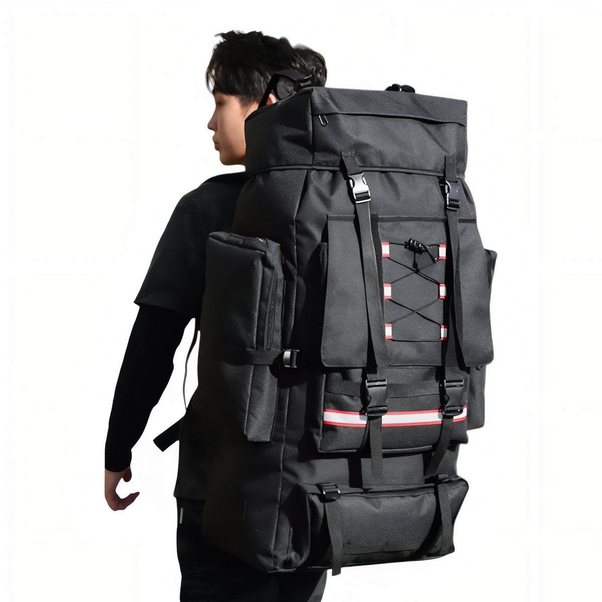 Trek Bag 130L worn on the back - Khaki - Navy Blue - Camouflage Green - Olive Green - Black - Gray