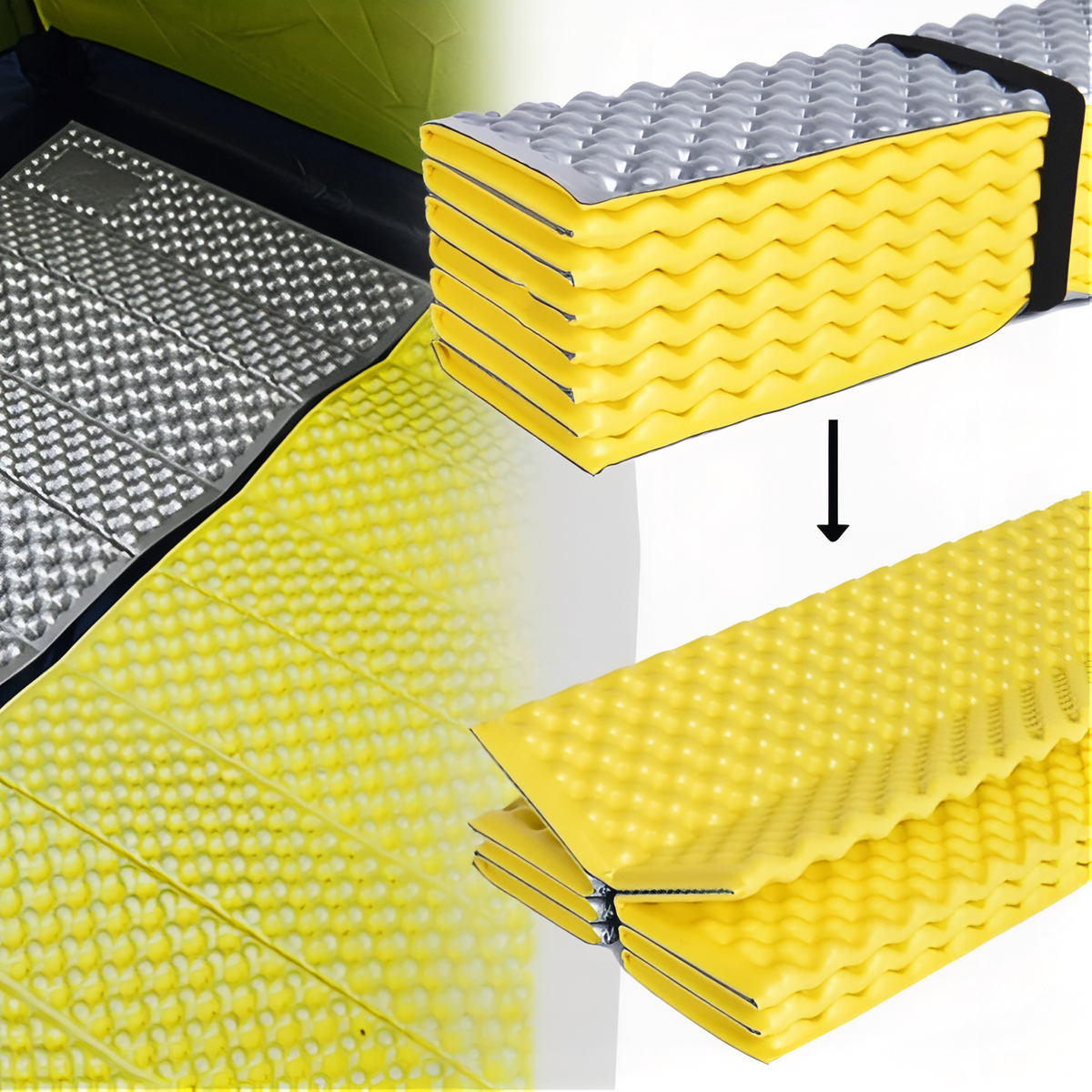 Matelas Pliable Randonnée gros plan pliage matelas - Jaune - Marron Foncé