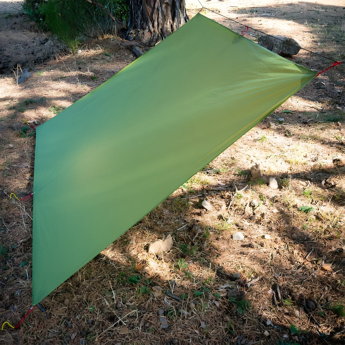 Ultra Light Hiking Tarp in outdoor setting - Light Gray - Olive Green - Olive Brown